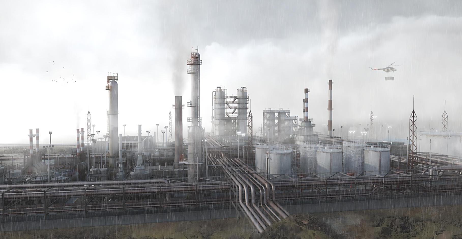 Equipo de perforación en operación de campo petrolero